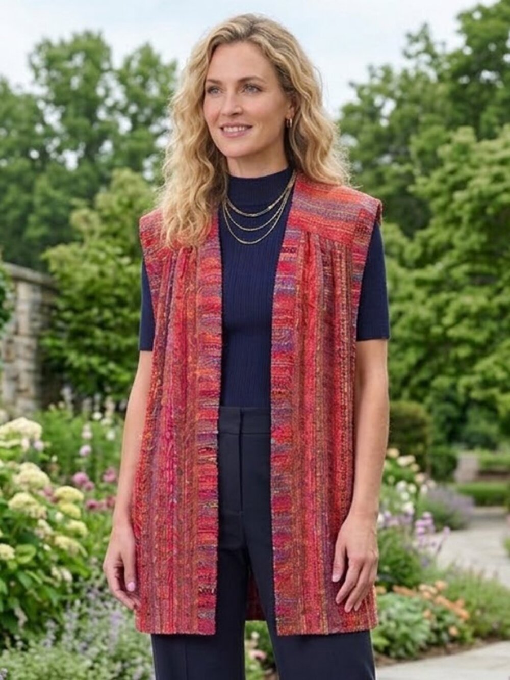 Penelope Wearable Art  Handwoven Vest Jacket Duster M/L